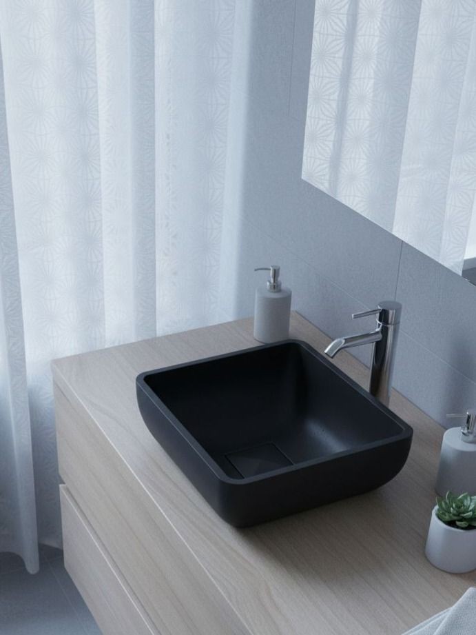 Раковина для ванной накладная Uperwood Florida квадратная, бетон, цвет черный