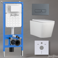 Комплект 3в1 IBERICA BLANCA инсталляция SILENCIO, унитаз TOLEDO ALTO белый, кнопка смыва ESTI-R серый матовый (IB001.TLA.234.218)