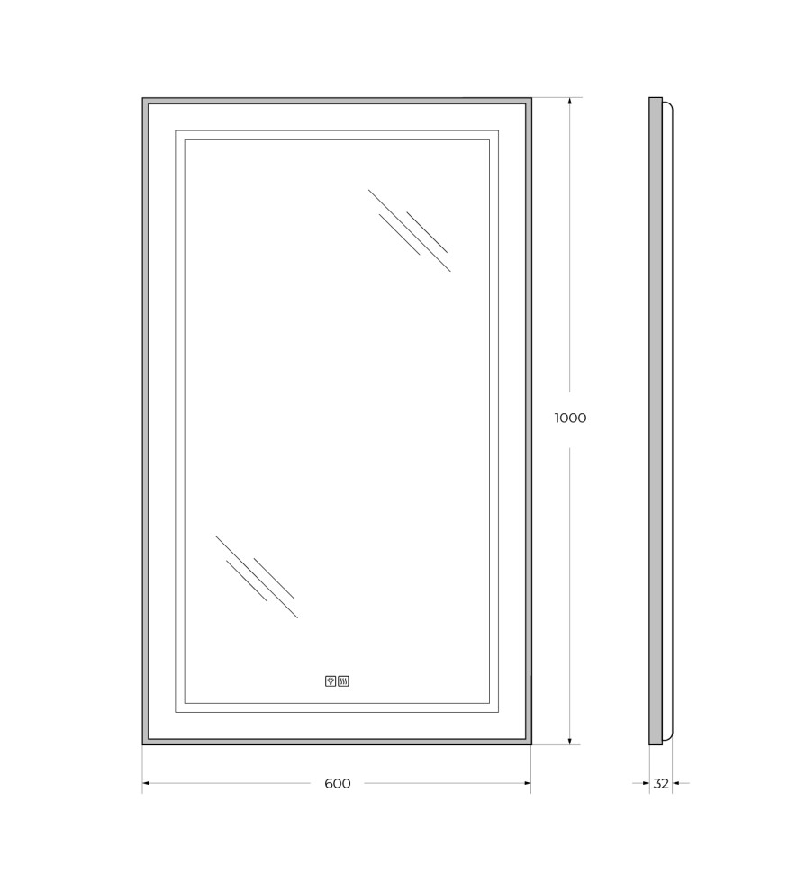 Зеркало BelBagno SPC-KRAFT-600-1000-LED-TCH-WARM-NERO