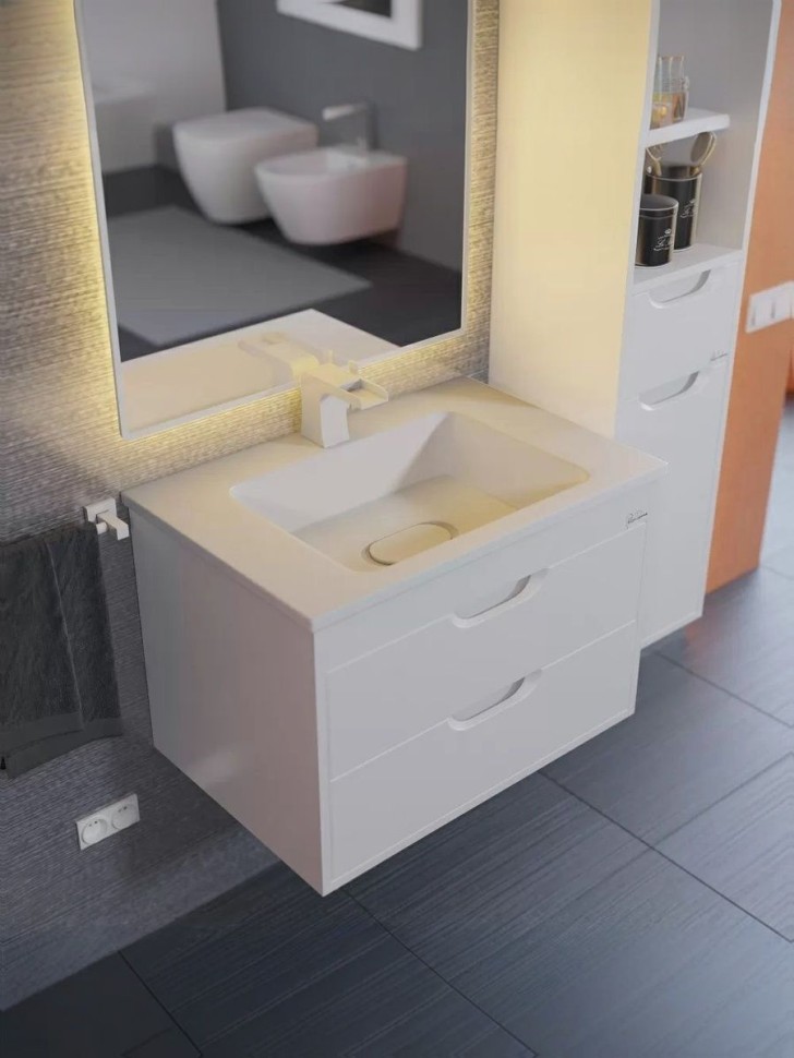 Тумба под раковину для ванной подвесная Uperwood Modul 61х44,4х55 см, белаяатовая