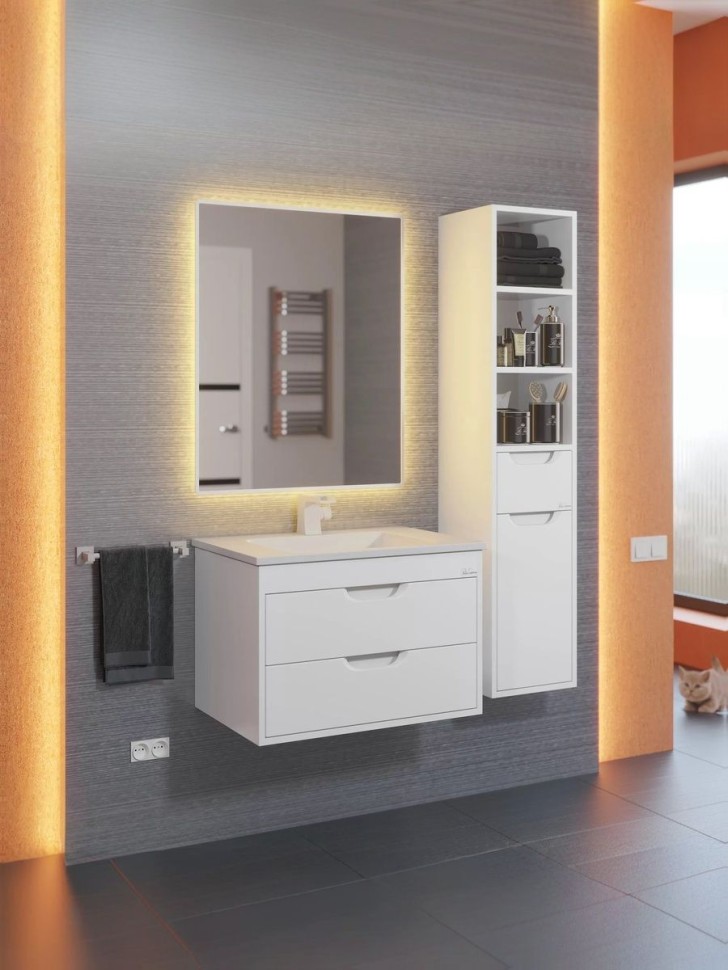 Тумба под раковину для ванной подвесная Uperwood Modul 61х44,4х55 см, белаяатовая