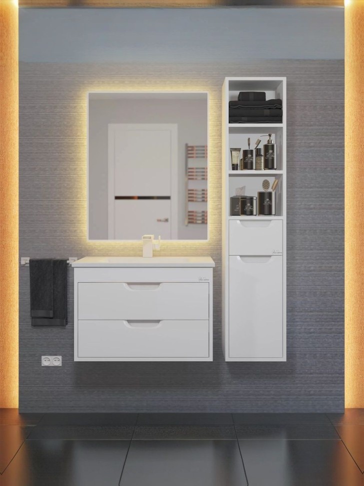 Тумба под раковину для ванной подвесная Uperwood Modul 61х44,4х55 см, белаяатовая