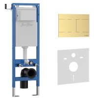 Комплект 2в1 IBERICA BLANCA инсталляция SILENCIO MINI, кнопка смыва INOX-R золото матовое (IB.001М.015.03)