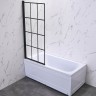 Шторка на ванну Veconi Palau PL-77L, 900x1500, черный, стекло прозрачное