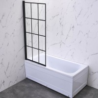Шторка на ванну Veconi Palau PL-77L, 900x1500, черный, стекло прозрачное