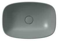 Раковина-чаша накладная овальная GSI NUBES 9784PVC04 500 мм х 350 мм, без отверстия под смеситель, без перелива, с донным клапаном, цвет Agave Matte  