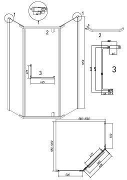 Душевое ограждение Grossman Pragma 302.K33.03.1010.32.00 (100х100х195) трапеция,распашная,золото сатин,стекло прозрачное, 1 место