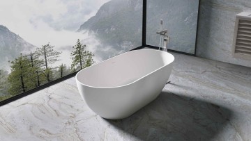 Ванна Солид Серфейс (Solid Surface) Vincea VBT-4S04MW-1600, 1600*800*560, белый матовый, щелевой перелив