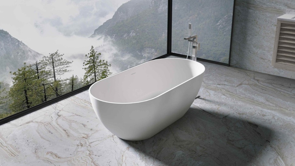 Ванна Солид Серфейс (Solid Surface) Vincea VBT-4S04MW-1600, 1600*800*560, белый матовый, щелевой перелив
