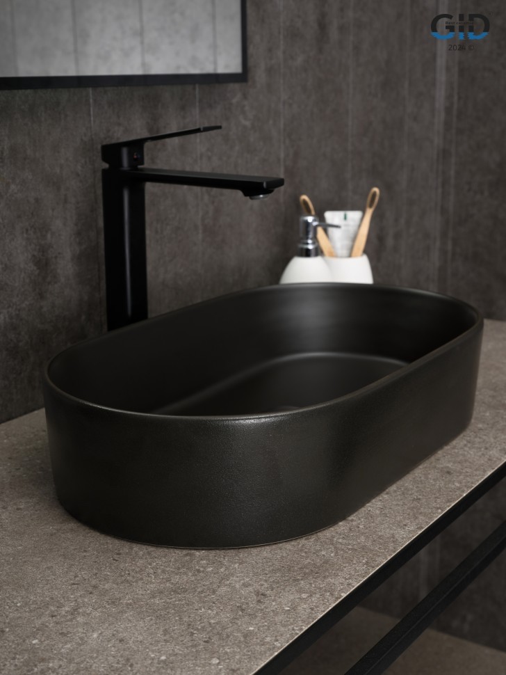 Раковина Gid N9020bg 53379 накладная черная графит 52.5x30.5x11.5