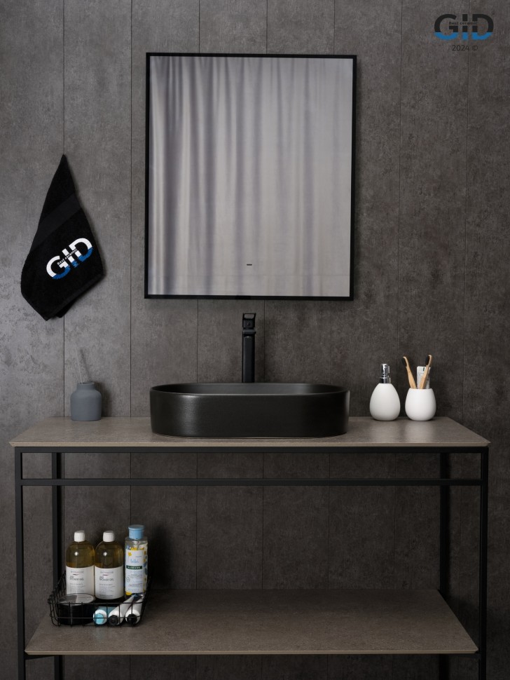 Раковина Gid N9020bg 53379 накладная черная графит 52.5x30.5x11.5