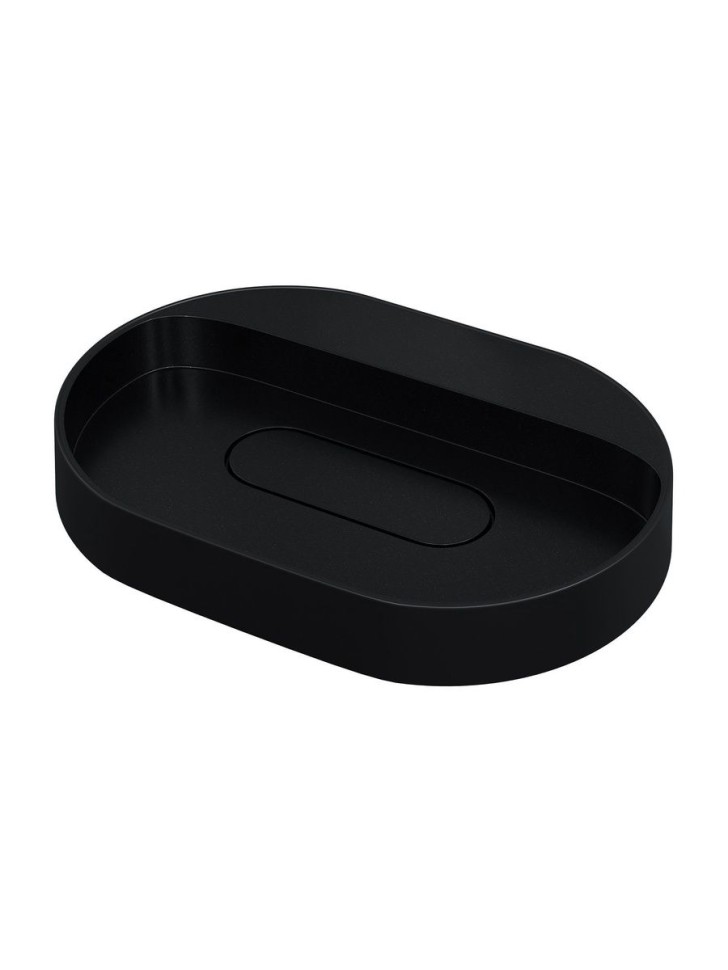 Раковина накладная овальная Uperwood Tanos Quartz 55 см, без отверстия для смесителя, черная, космос