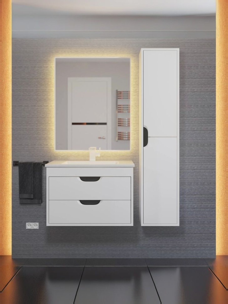 Тумба под раковину для ванной подвесная Uperwood Modul 61х44,4х55 см, белая/графит