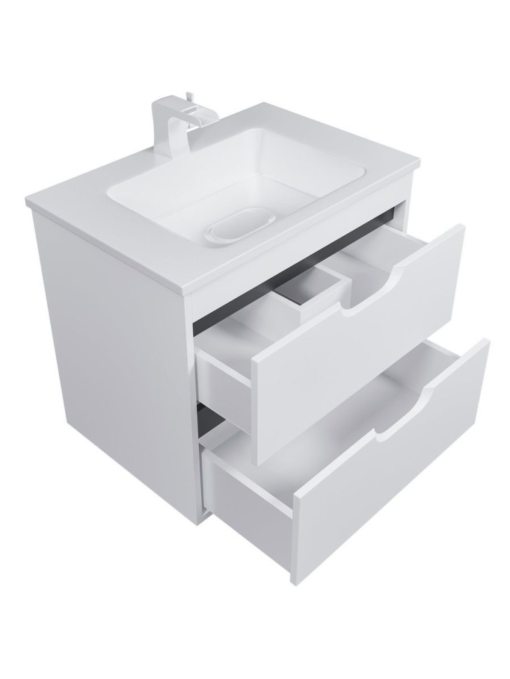 Тумба под раковину для ванной подвесная Uperwood Modul 61х44,4х55 см, белая/графит