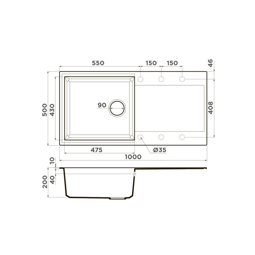 Кухонная мойка Omoikiri Sakaime 100-PL Tetogranit/платина