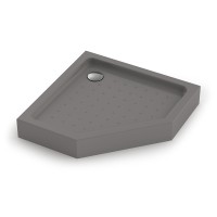 Душевой поддон пятиугольный (трапеция) Veconi Tezeo Acrylic TZ-53GR, 900x900x150, акрил, серый