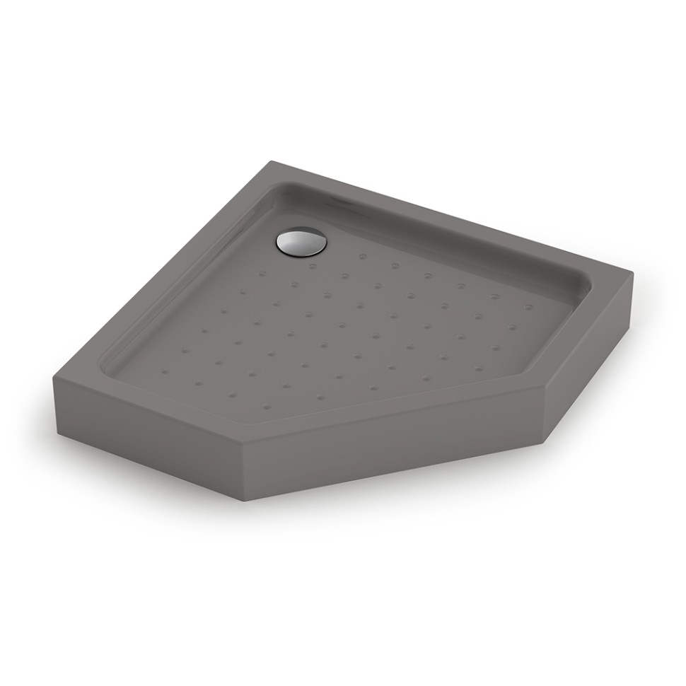 Душевой поддон пятиугольный (трапеция) Veconi Tezeo Acrylic TZ-53GR, 900x900x150, акрил, серый