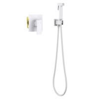 Смеситель встроенный с гигиеническим душем Timo Selene 2089/16SM белый матовый