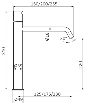 Смеситель для раковины GRB COOL XXL 90550902, черный матовый