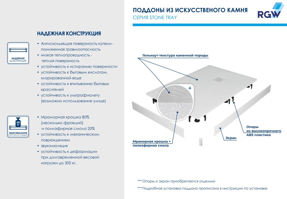 Душевой поддон асимметричный RGW ST/AR-W Белый (800x1200)