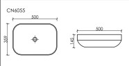 Умывальник чаша накладная прямоугольная Element 500x359x145мм