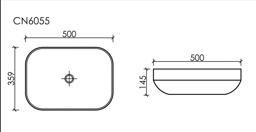 Умывальник чаша накладная прямоугольная Element 500x359x145мм