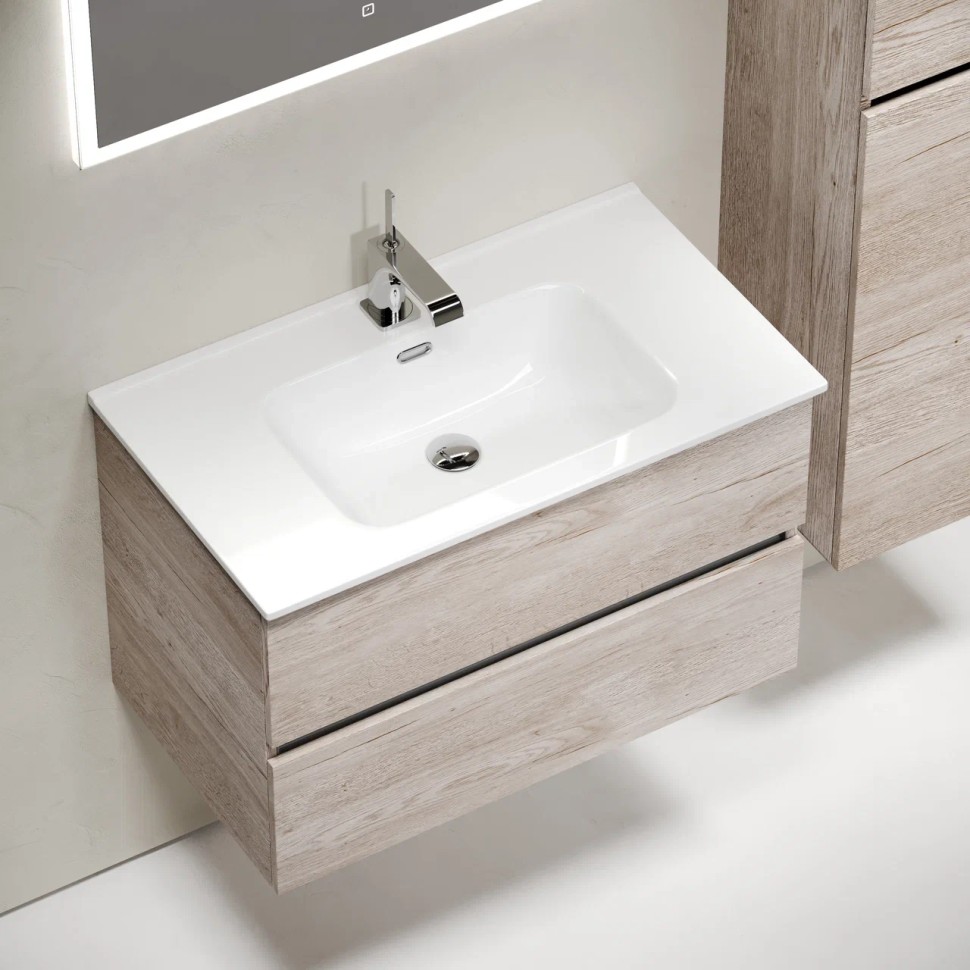 Тумба подвесная SANCOS Urban 890х450х550, c двумя ящиками оснащенными доводчиками, дуб галифакс натуральный , арт. UR90EG