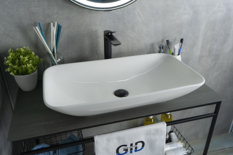 Раковина Gid N9122 51124 накладная белая 71x40x14