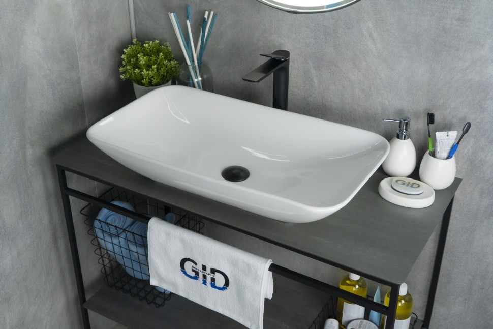 Раковина Gid N9122 51124 накладная белая 71x40x14