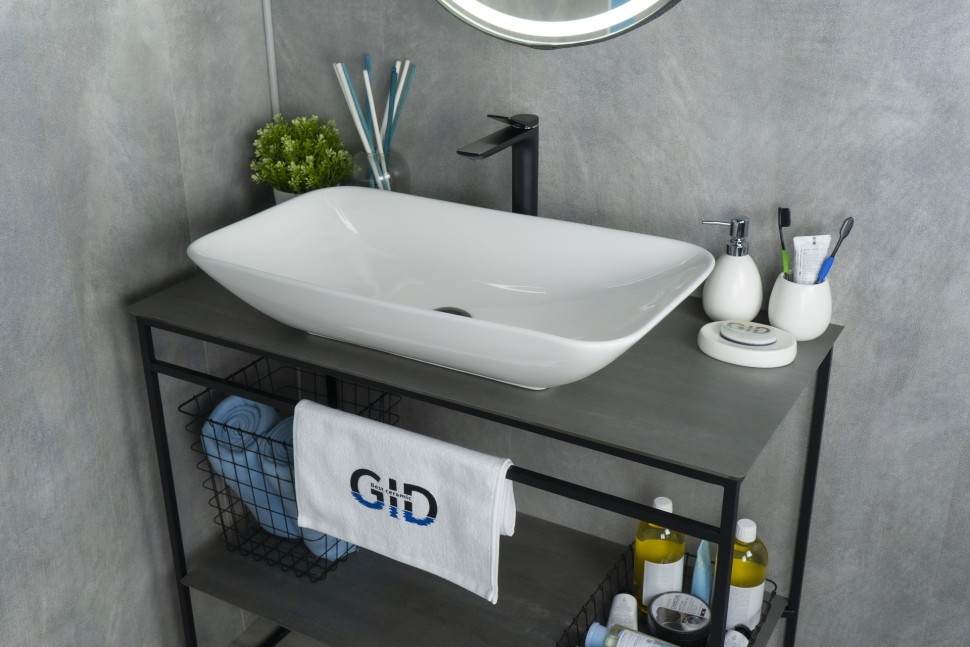 Раковина Gid N9122 51124 накладная белая 71x40x14