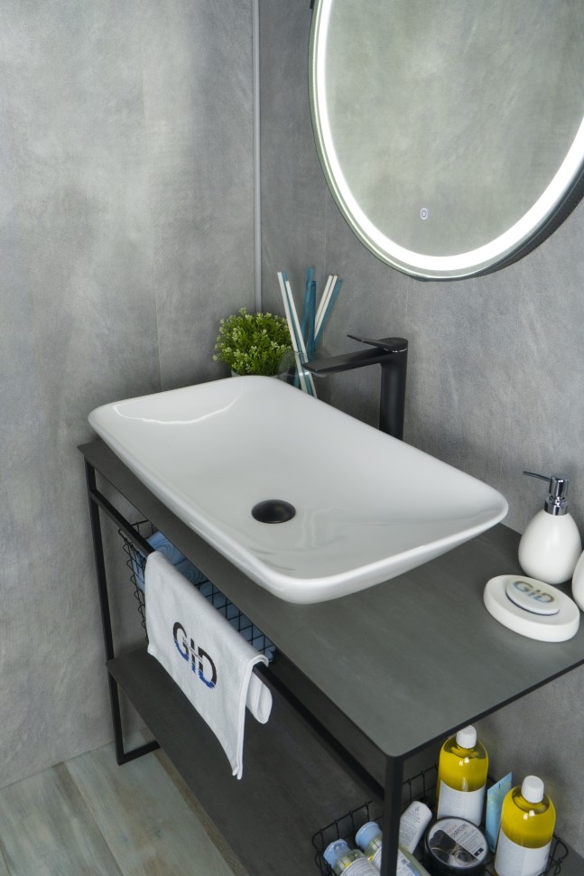 Раковина Gid N9122 51124 накладная белая 71x40x14