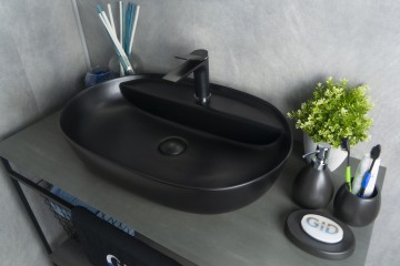Раковина Gid Bm1346 53345 накладная черная матовая 61x41x14