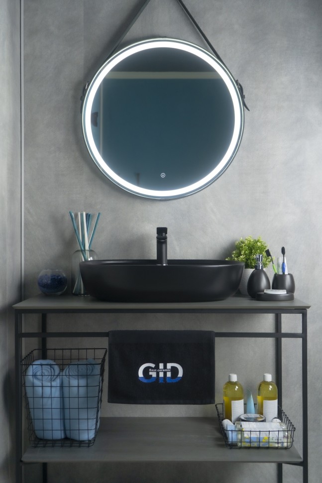 Раковина Gid Bm1346 53345 накладная черная матовая 61x41x14