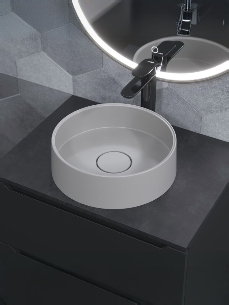 Раковина для ванной накладная кварцевая Uperwood Tanos Quartz 35 см, круглая, жасмин