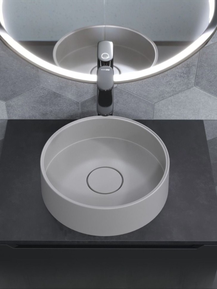 Раковина для ванной накладная кварцевая Uperwood Tanos Quartz 35 см, круглая, жасмин