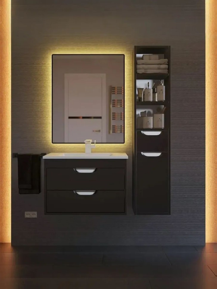 Тумба под раковину для ванной подвесная Uperwood Modul 61х44,4х55 см, чернаяатовая