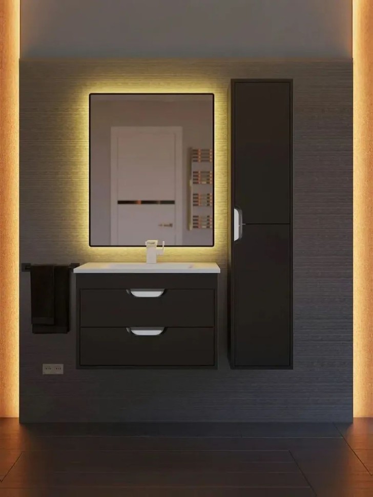 Тумба под раковину для ванной подвесная Uperwood Modul 61х44,4х55 см, чернаяатовая