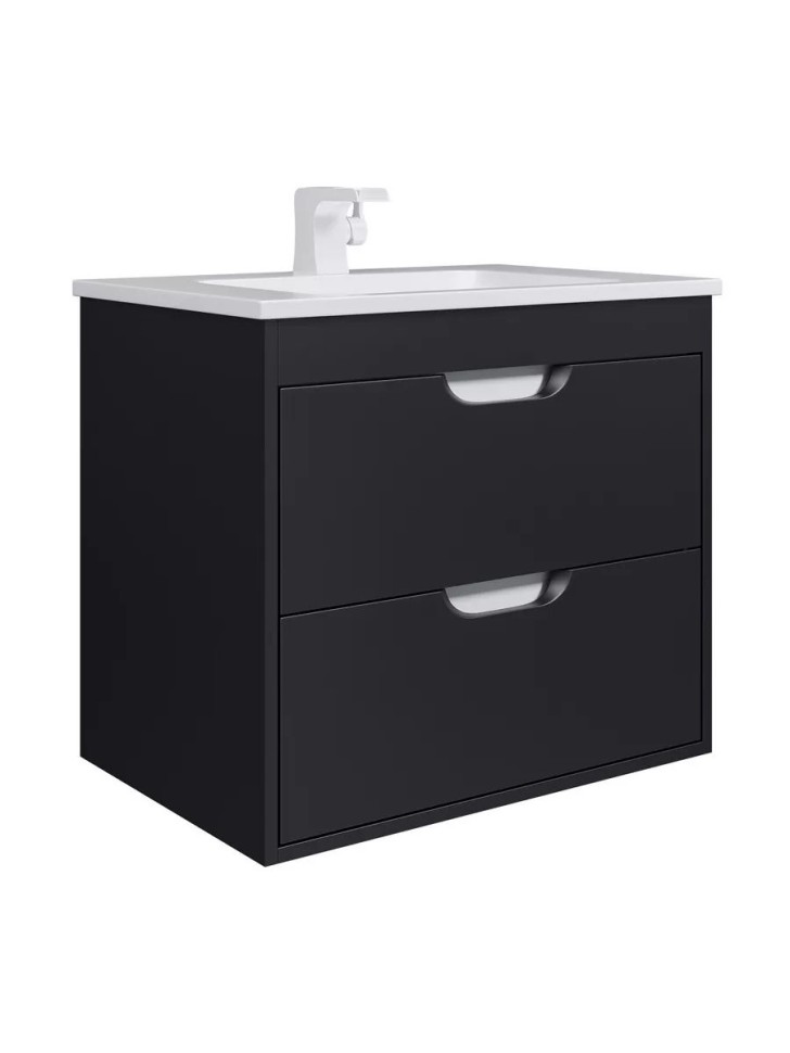 Тумба под раковину для ванной подвесная Uperwood Modul 61х44,4х55 см, чернаяатовая