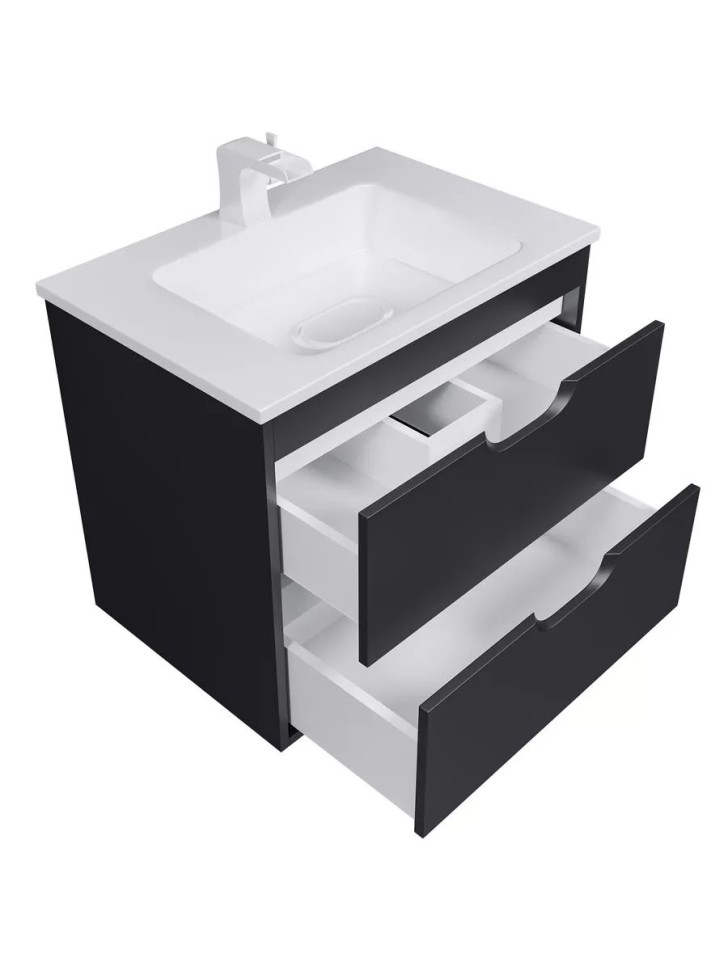 Тумба под раковину для ванной подвесная Uperwood Modul 61х44,4х55 см, чернаяатовая