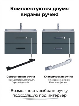 Тумба под раковину Uperwood Foster 80 см, серый графит
