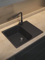 Кухонная мойка из искусственного камня Uperwood UPD-202, прямоугольная, цвет уголь