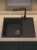 Кухонная мойка из искусственного камня Uperwood UPD-202, прямоугольная, цвет уголь