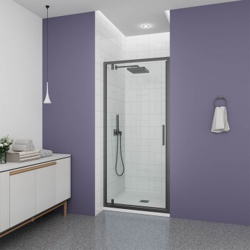 Душевая дверь Veconi Ottimo P30 GR, 800x1900, графит брашинг, стекло прозрачное