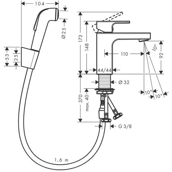 Набор Hansgrohe Vernis Shape для биде, цвет: хром 71216000
