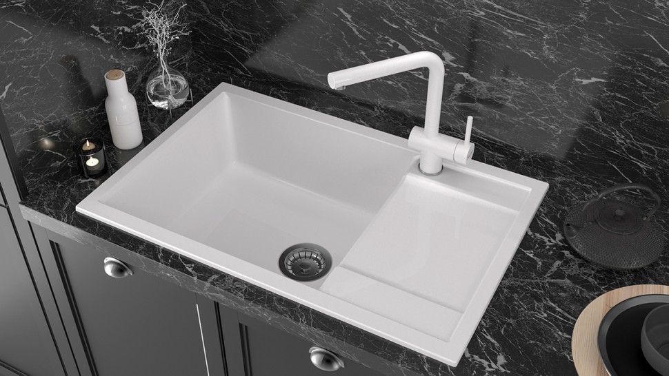 Мойка FLUGEN 60, IT-GRANIT, PM317850-WH, белый, 780х500 мм, Paulmark