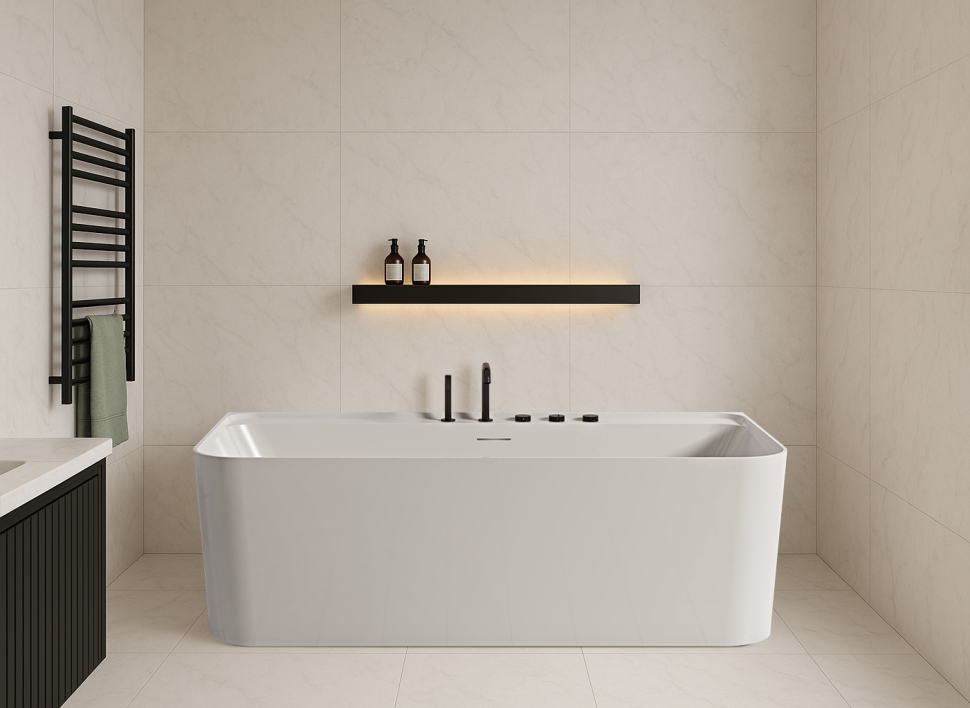 Ванна акриловая Vincea VBT-702-1700, 1700*800*585, цвет белый, щелевой перелив, слив белый