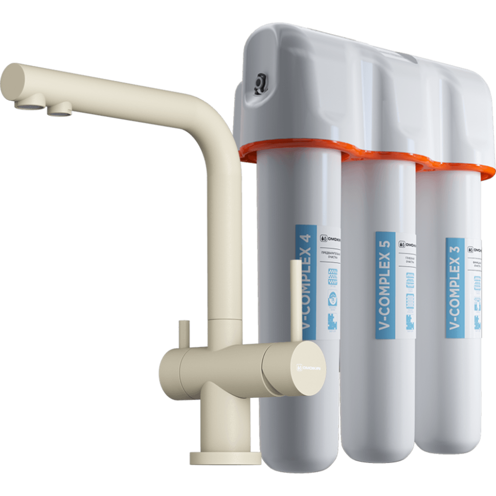 Комплект смеситель+фильтр Omoikiri Nagano-BE-P + Pure drop Lite