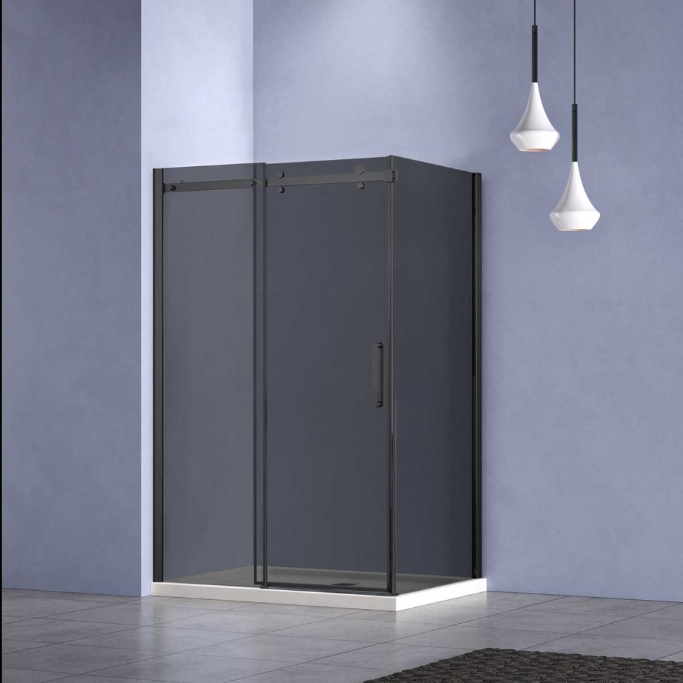 Душевой уголок Como-N VSR-4CN8014CGB, 1400*800, черный, стекло тонированное