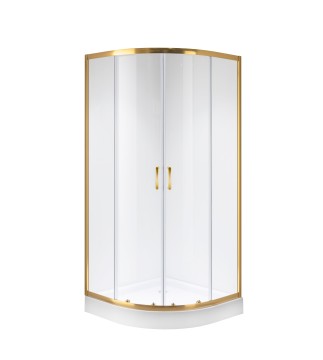 Душевое ограждение Niagara Nova NG-6407-08GOLD (100х100х195) четверть круга,золото,двери раздвижные,стекло прозрачное,1 место