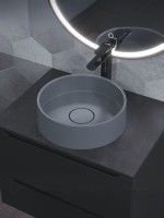 Раковина для ванной накладная кварцевая Uperwood Tanos Quartz 35 см, круглая, бетон